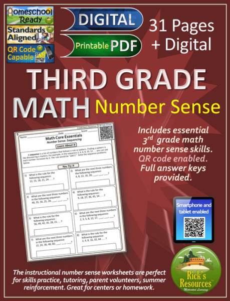 3rd Grade Math Number Sense Print and Digital Versions