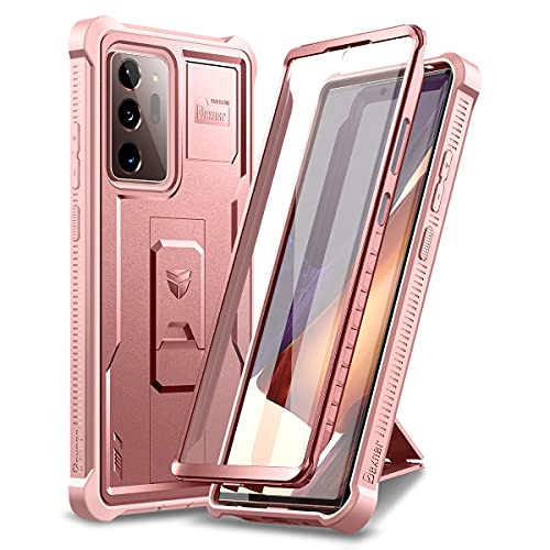 Dexnor for Samsung Galaxy Note 20 Ultra 5G Case, [Built in Screen Protector and Kickstand] Heavy Duty Military Grade Protection Shockproof Protective Cover for Samsung Galaxy Note 20 Ultra Rose Gold