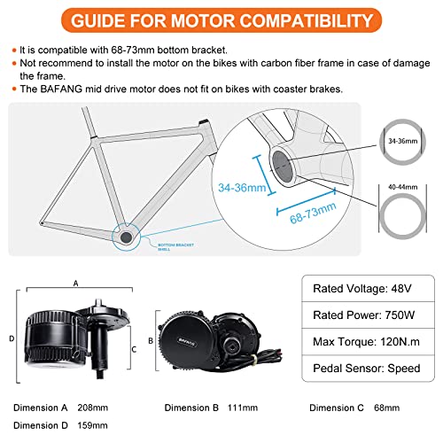 BAFANG 48V 750W Mid Drive Kit with 17.5Ah Battery, 8Fun BBS02 Electric Bike Mid Mount Motor with P860C Display & 44T Chainring, DIY eBike Conversion Kit for Mountain Road Bicycle Commuter Bikes | The Storepaperoomates Retail Market - Fast Affordable Shopping