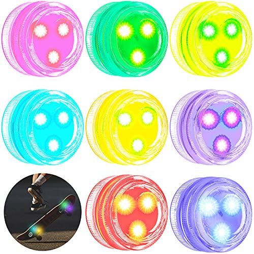 8 Pieces LED Skateboard Lights Underglow Longboard Lights Color Changing Waterproof Lights with Double-Sided Tape for Skateboard Scooter Longboard Bike Bicycle Christmas Party (RGB)