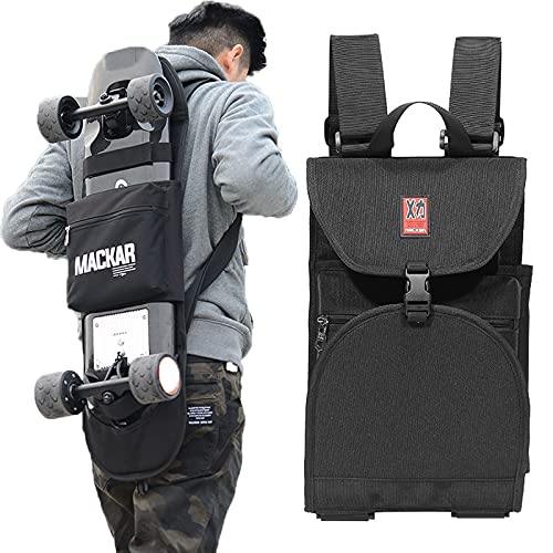 Skateboard Backpack, Foldable Electric Skateboard or Regular Skateboard Longboard Backpack Bag Carrier for Any Size Board for Men and Boys, Universal Street Trend Skate Carry Bags for Travel