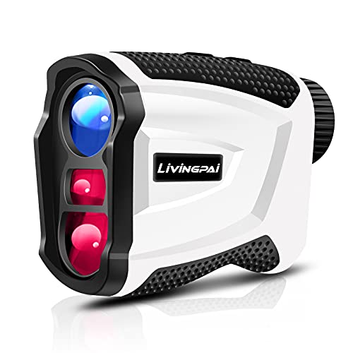 Livingpai Golf Rangefinder, 1000 Yards Rechargeable Laser Range Finder with Slope, Flag Lock with Vibration, 7X Magnification, Continuous Scan, Rangefinder for Golfing & Hunting