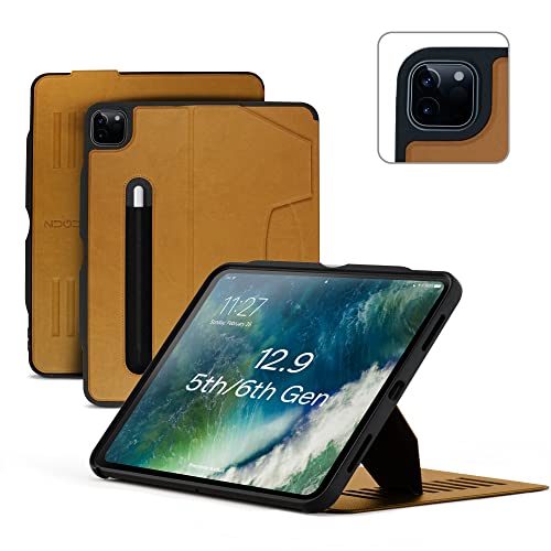 ZUGU Case for 2021/2022 iPad Pro 12.9 inch 5th / 6th Gen – Slim Protective Case – Apple Pencil Charging – Magnetic Stand & Sleep/Wake Cover (Fits Model #’s A2378, A2379, A2461, A2462) – Cognac Brown