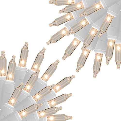 Twinkle Star 2 Pack Christmas Clear Outdoor Lights, White Wire 150-count Lights 120V UL Certified Incandescent Mini String Light, Connectable for Xmas Tree Home Patio Holiday Party Garden Decorations