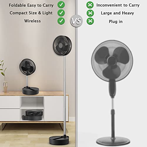 GONGDAO Oscillating Standing Fan-Portable & Foldable, Rechargeable Battery Operated Fan, Used as a Floor Fan or a Desk Fan, Adjustable Height, 8 inch 10000mAh, Quiet | The Storepaperoomates Retail Market - Fast Affordable Shopping