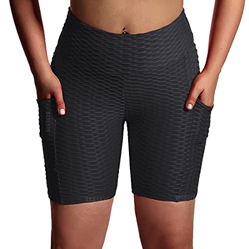 SEXYEYE Butt Lifting Shorts for Women Scrunch Booty Shorts with Pockets High Waisted Workout Shorts TIK Tok Leggings