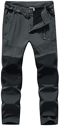 OTU Men’s Waterproof Warm Hiking Pants Outdoor Fleece Lined Soft Shell Winter Snow Ski Pants