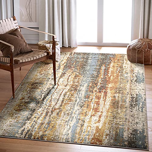 Abani Sedona Southwestern Beige Multicolor Distressed Area Rug, 5’3″ x 7’6” Non-Shedding Carpet, Easy Cleaning for Bedroom, Kitchen, Living Room