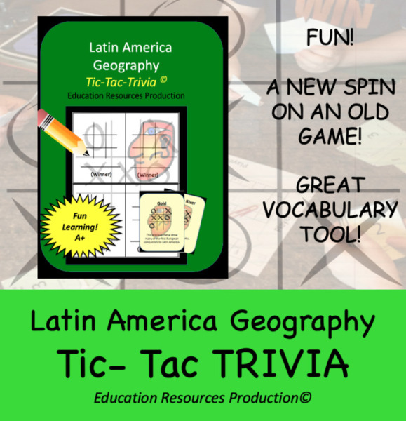 Latin Geography Tic Tac Trivia Board Game
