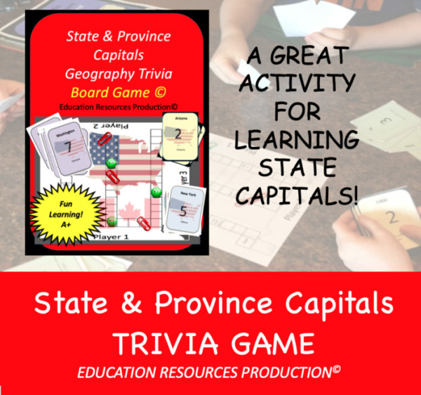 United States State Capitals Trivia Board Game