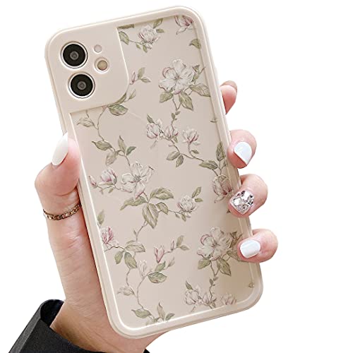 ZTOFERA Compatible with iPhone 11 Case for Girls Women, Floral Flower Pattern Design Silicone Case, Slim Shockproof TPU Protective Bumper Case Cover for iPhone 11 (6.1″), Beige