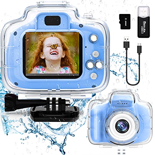 YTETCN Kids Waterproof Camera for Boys and Girls Aged 3-12, 12MP and 1080p Kids Sports Digital Camera, Underwater Kids Camera with 32GB Memory Card and Card Reader, Playback, Time-Lapse