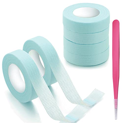 6 Rolls Lash Extension Tape, Etercycle Eyelash Tape Micropore Breathable Adhesive Fabric Lashes Tape for Eyelash Extension Supply Tools, 1/2” x 10 Yards Each Roll (Blue)