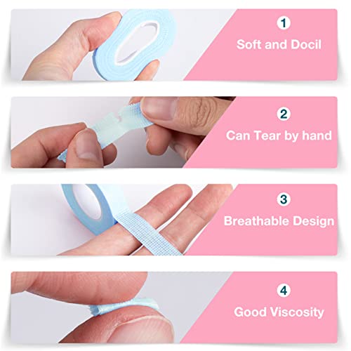 6 Rolls Lash Extension Tape, Etercycle Eyelash Tape Micropore Breathable Adhesive Fabric Lashes Tape for Eyelash Extension Supply Tools, 1/2” x 10 Yards Each Roll (Blue) | The Storepaperoomates Retail Market - Fast Affordable Shopping