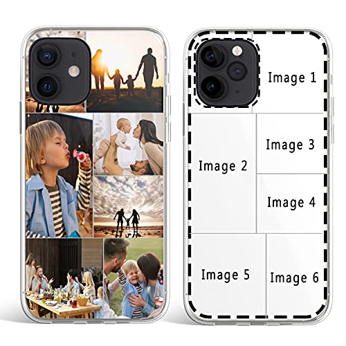 Custom Multiple Pictures Phone Case for iPhone 14 11 12 13 Pro Max X XR Xs Max 8 Plus, Personalized Phone Cases,Customized Photos Clear TPU Cover Gift for Best Friend,Family,Grandma,Xmas Valentines