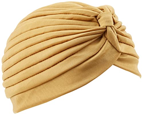 SATINIOR 6 Pieces Turbans for Women Soft Turban Head Wrap Pleated Beanie Cap (Light Tan, Royal Blue, Navy Blue, Dark Green, Wine Red, Rust Red), Medium-Large