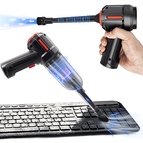 Compressed Air Duster & Mini Vacuum Keyboard Cleaner 3-in-1, New Generation Canned Air Spray, Portable Electric Air Can, Cordless Blower Computer Cleaning Kit