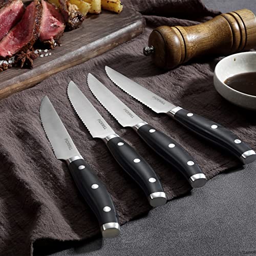 PICKWILL Steak Knives Set of 8, Serrated Steak Knives with High Carbon German Stainless Steel, Full Tang Triple Rivet Handle, 4.5 Inch Kitchen Steak Knives with Gift Box | The Storepaperoomates Retail Market - Fast Affordable Shopping