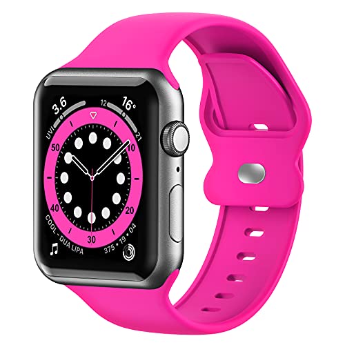 Upgrade Bands Compatible with Apple Watch Band 42mm 44mm 45mm for Women Men-Soft Silicone Replacement Sport Watch Strap for iWatch SE Series 7 6 5 4 3 2 1-Wristband