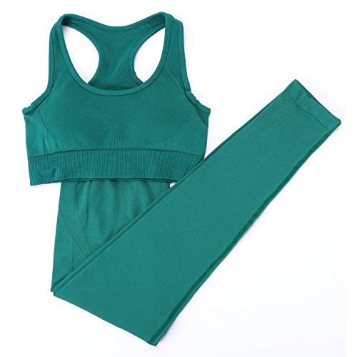 Workout-Set for Women Seamless Yoga Sportswear-Set – Sports Bra+Leggings Fitness Gym Running, Choose Size up Dark Green | The Storepaperoomates Retail Market - Fast Affordable Shopping