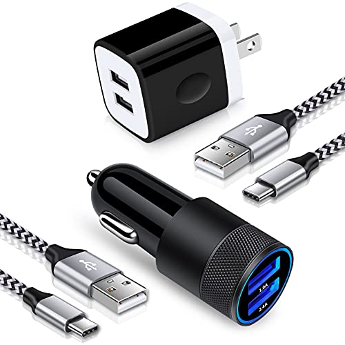 USB C Fast Car Charger for Samsung Galaxy S23 S22 Ultra S23+ S22 S21 FE Z Flip 4 Flip 3 Fold 3 Fold 4 A53 A14 A13 5G S20 Plus A32 A73 A72 A52, Rapid Wall Charger+Car Charger Adapter+2 Type C Cable 3ft