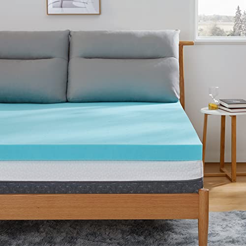Marsail 3 Inch Memory Foam Mattress Topper, Queen Mattress Topper Cooling Gel Ventilated Design, Bed Topper with CertiPUR-US Certified