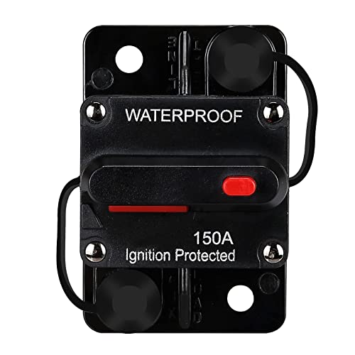 150 AMP Fuse Holders,Audio Circuit Breaker,Reset Fuse Inverter, 12V-48V DC Fuse Holder,Replace Fuses,with Reset Button,for Automotive Marine Boat Audio System Current Overload Protection