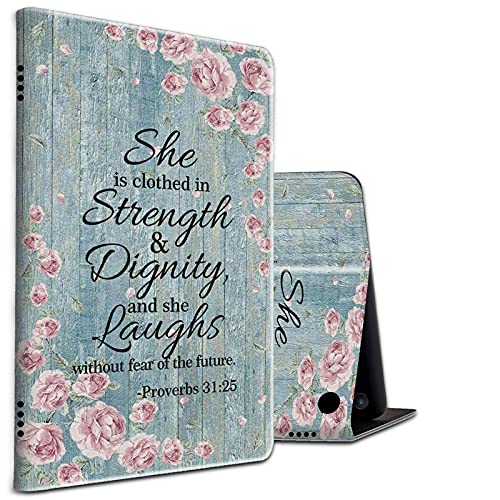 Fire HD 10 & 10 Plus Tablet Case (11th Generation, 2021 Release),Shockproof Slim PU Leather Stand Cover with Auto Sleep/Wake for All-New Amazon Kindle Fire 10 ,Bible Verse Quote Proverbs 31:25