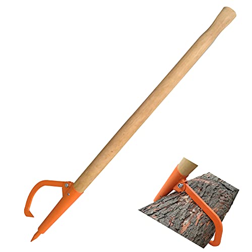 OAOLOWF Log Peavy – Cant Hook – Peavey Point – 49″ Logging Tool Log Roller Tool Hard Wood Handle – Retractable 16 Inch Opening Felling Log Roller Tool (Log Peavy – 49″)