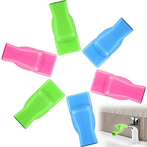 6 Pieces Silicone Faucet Extender Portable Silicone Sink Water Extender Accessories Baby Children Tap Tub Guide Sink Assorted Color Outdoor Water Spout Hand Washing Extender for Bathroom Kitchen
