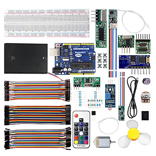 Super Starter Kit Based on Arduino UNO R3 with Tutorial and Controller Board Compatible with Arduino IDE, Includes Relay Wireless Radio Frequency Remote Control Switch Transmitter and Receiver kit