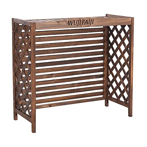 CCDUSE Air Conditioner Flower Stand, Outdoor Wooden air Conditioner Rack, Solid Wood Grid Anti-Corrosion Wooden air Conditioner Outer Cover Louvered (Color : Brown), 80x32x70 cm