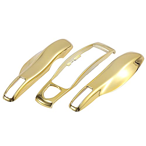 X AUTOHAUX Electroplated Gold Tone Car Remote Key Cover Key Fob Plastic Case Cover Shell Set for Porsche Cayenne Panamera Macan