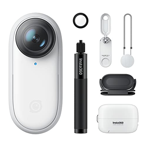 insta360 GO 2 – Small Action Camera, Weighs 1 oz, Waterproof, Stabilization, POV Capture, 1/2.3″ Sensor, with Charge Case and Wearable Camera Accessories for Travel, Sports, Vlog, Selfie Stick Kit