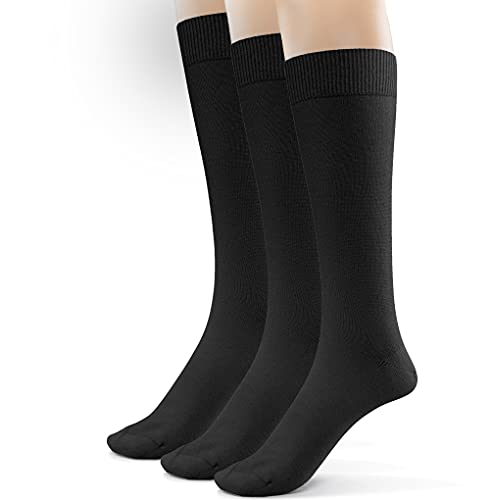 Mens Super Soft Bamboo Crew Socks 3 Pk Luxurious Seamless Dress Socks