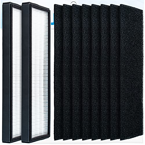 Ultra Durable FLT4825 True HEPA filter Replacement Filter B – Exact Fit for Germ-Guardian Air Purifier AC4300BPTCA, AC4900CA, AC4825, AC4825DLX (2 HEPA + 8 Activated Carbon Filters)