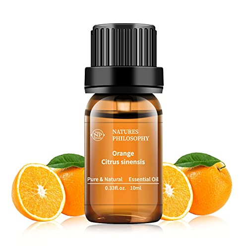Orange Essential Oil (10ml), Pure & Plant-Based Aromatherapy Oils for Diffuser, Massage, Skin Care, Bath