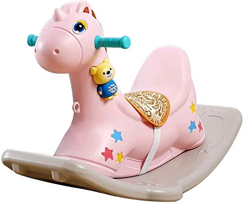 RUIXFLR Baby Rocking Horse with Soft Mat, Children Plastic Rocking Chair with Handle, Birthday, Pink