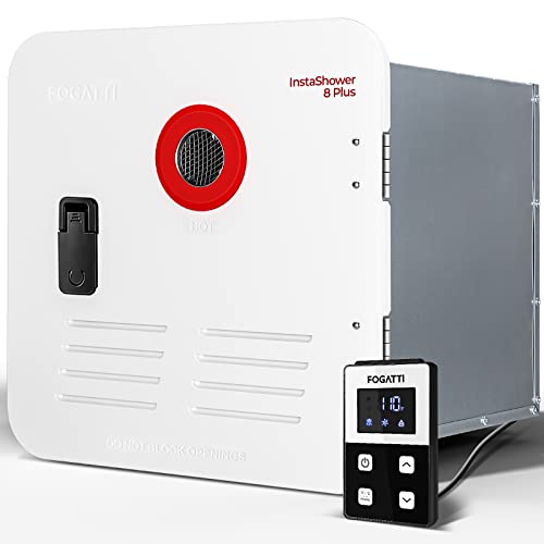 FOGATTI RV Tankless Water Heater, 2.9 GPM, Gen 2, with White Door and Remote Controller, 55,000 BTU, InstaShower 8 Plus, Best High Altitude Performance, Ideal for RVers’ Everyday Use
