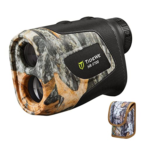TideWe Hunting Rangefinder with Rechargeable Battery , 700Y Camo Laser Range Finder 6X Magnification, Distance/ Angle /Speed /Scan Multi Functional Waterproof Rangefinder with Case