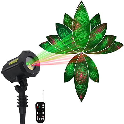 Poeland 12 Patterns Garden Lights Moving Laser Christmas Projector for Home and Garden