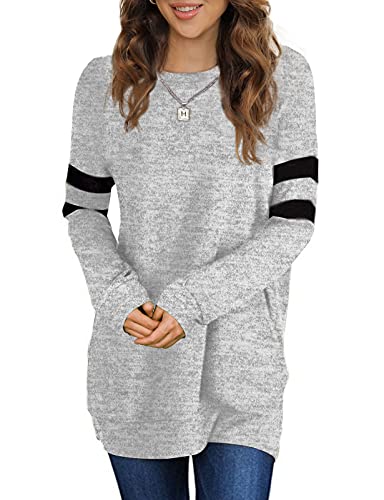 Sousuoty Sweaters for Women Pullover Long Sleeve Tops for Ladies Gray L