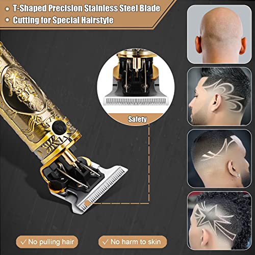 Hair Clippers for Men, oupool Professional Cordless Hair Trimmer – Electric T-Blade Beard Trimmer Shaver Edgers Zero Gapped Mens Grooming Kit Rechargeable LCD Hair Cutting Kit – Gifts for Men(Gold) | The Storepaperoomates Retail Market - Fast Affordable Shopping
