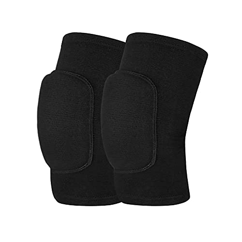 Protective Sponge Knee pads for Volleyball, Soft Breathable Knee Support Knee Brace for Adult Kids Sports Dance Football Gym Skating (Full Black, Medium)