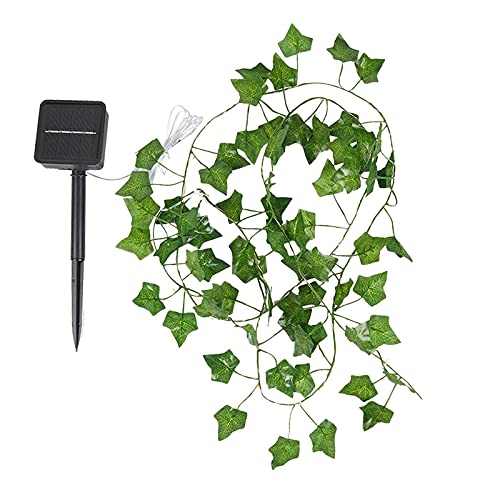 XIEZI Solar Lights Outdoor Artificial Ivy Garland Fake Plants Fairy String Lights Green Leaf Plants Vine Hanging Garland with 20 Led String Light Hanging for Home Garden Office Wedding Party