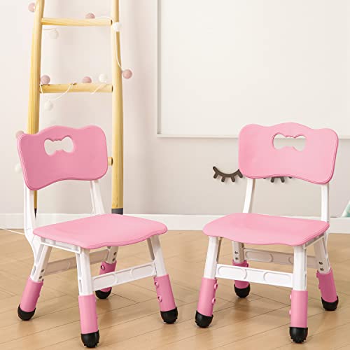 WHY TOYS Adjustable Kid Chairs Indoor 3 Level Adjustable Suitable for Children Age 2-6. Maximum Load-Bearing 220LBS Suitable for Family Classroom and Nursery Child Seat Set (2-Pack-Pink)