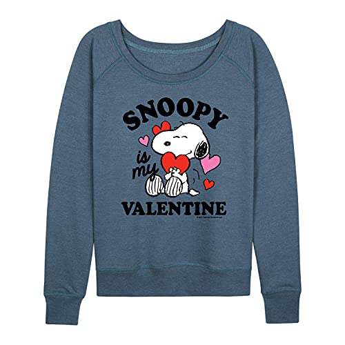 Peanuts – Snoopy My Valentine – Women’s French Terry Pullover – Size X-Large Heather Blue