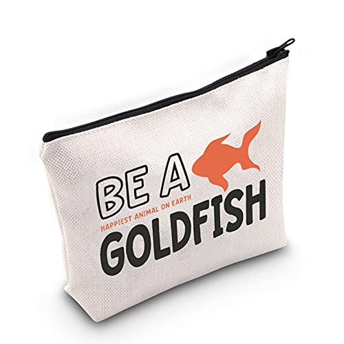 TOBGBE TV Show Gift Be a Goldfish Makeup Bag Funny Goldfish Gift for Women TV Show Merchandise Soccer Football Lover Travel Case (Be a Goldfish)