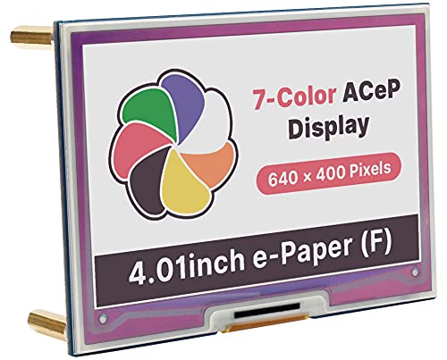 Bicool, 4.01inch ACeP 7Color EPaper Display HAT for Raspberry Pi and Jetson Nano, 640×400 Pixels EInk, SPI Interface,Low Power Consumption, Wide Viewing Angle