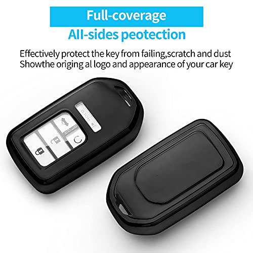 Tukellen for Honda Key Fob Cover With Leather Keychain Premium Soft Full Protection Key Shell Key Case Compatible with Honda Black | The Storepaperoomates Retail Market - Fast Affordable Shopping
